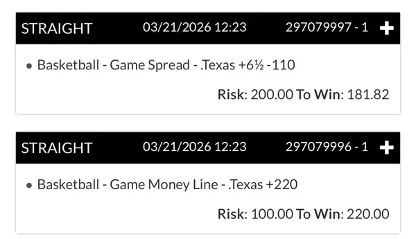 Winning bet slip posted by a SharpAi member