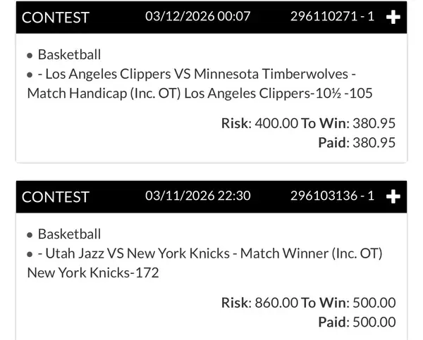 Winning bet slip posted by a SharpAi member