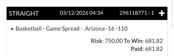 Winning bet slip posted by a SharpAi member