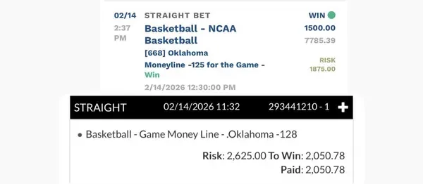 Winning bet slip posted by a SharpAi member