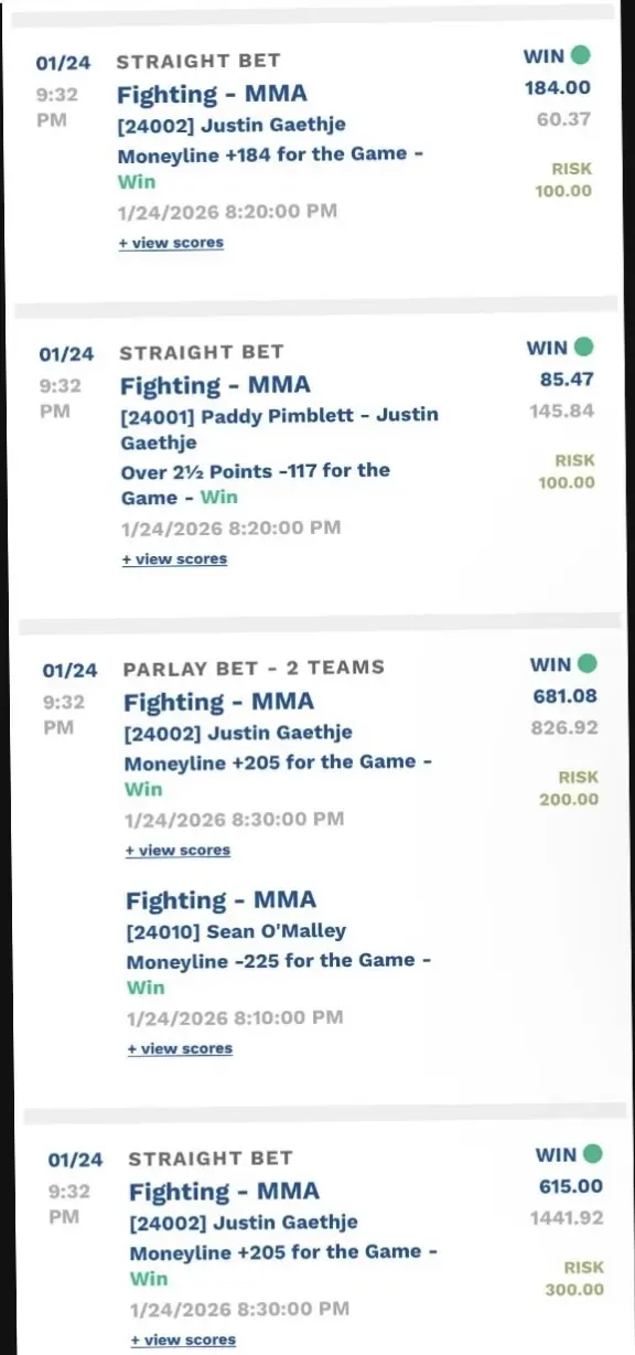 Winning bet slip posted by a SharpAi member