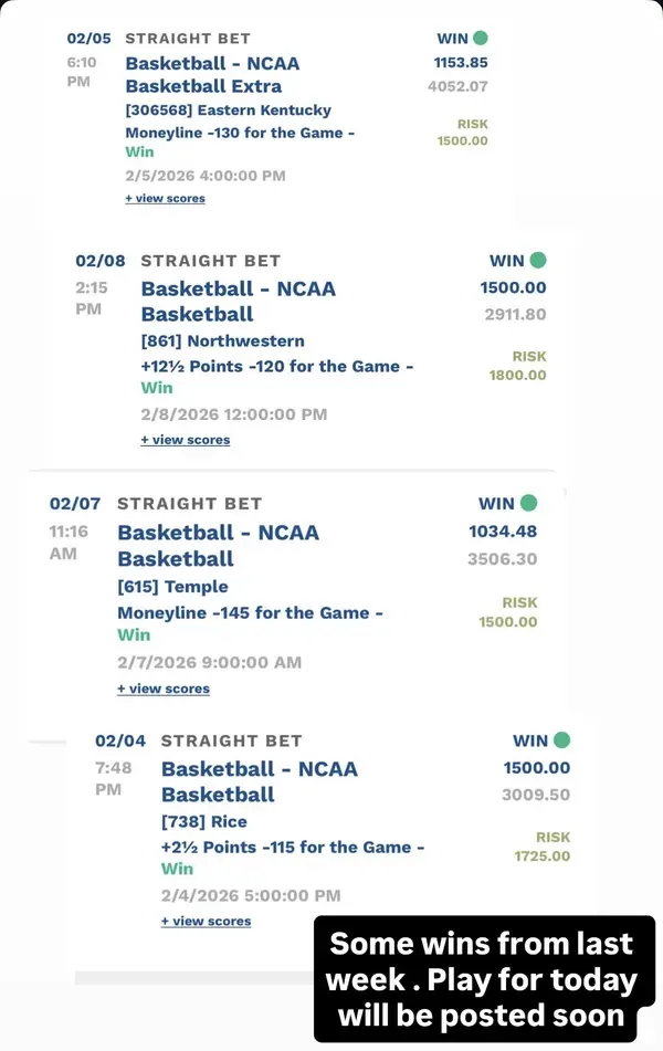 Winning bet slip posted by a SharpAi member