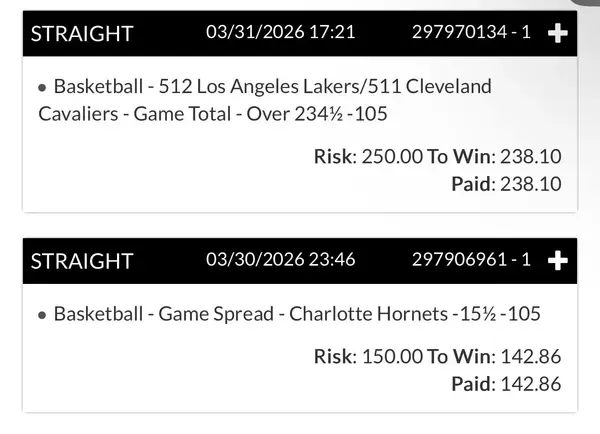 Winning bet slip posted by a SharpAi member