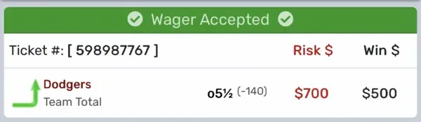 Winning bet slip posted by a SharpAi member