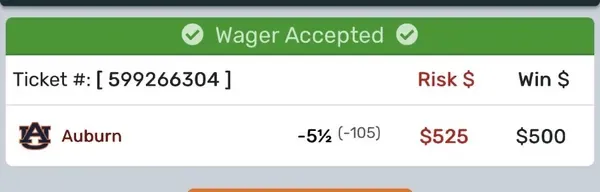 Winning bet slip posted by a SharpAi member