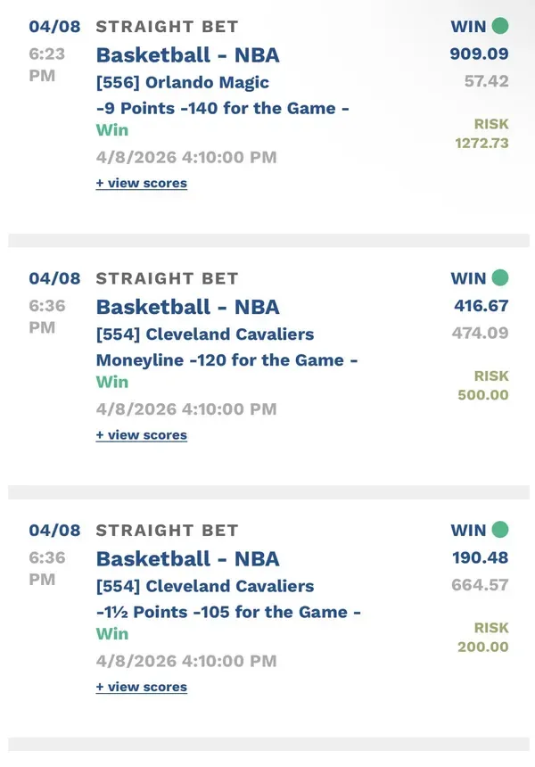 Winning bet slip posted by a SharpAi member