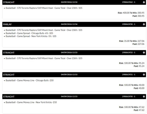 Winning bet slip posted by a SharpAi member