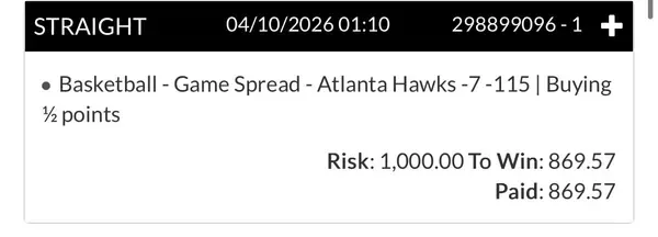 Winning bet slip posted by a SharpAi member