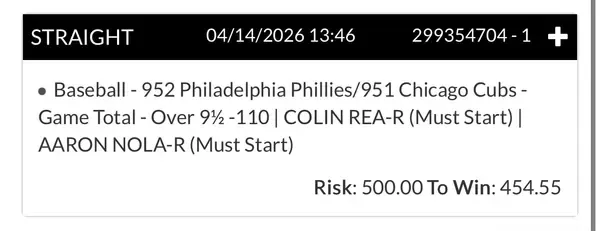 Winning bet slip posted by a SharpAi member