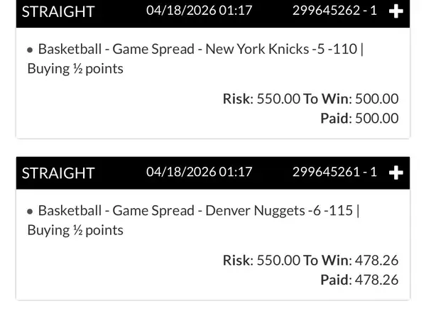 Winning bet slip posted by a SharpAi member