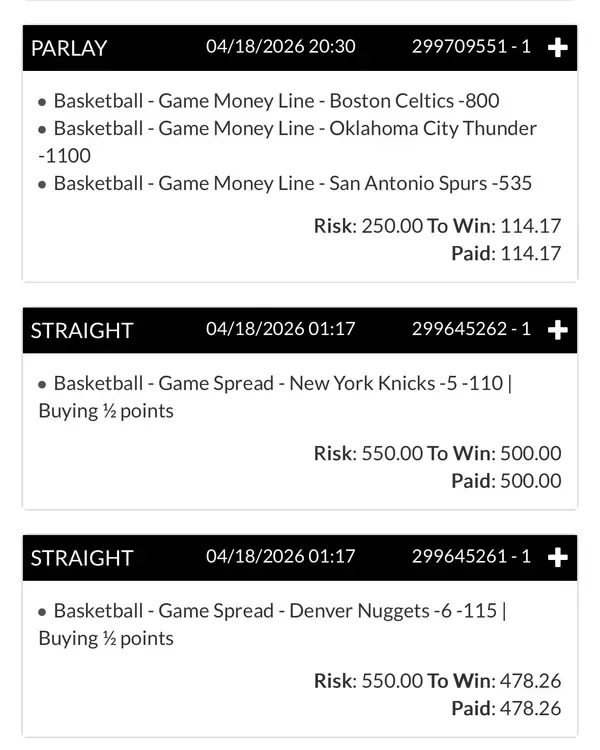 Winning bet slip posted by a SharpAi member