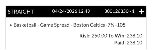 Winning bet slip posted by a SharpAi member
