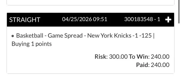 Winning bet slip posted by a SharpAi member