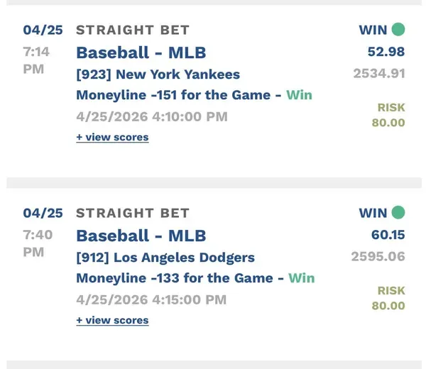 Winning bet slip posted by a SharpAi member