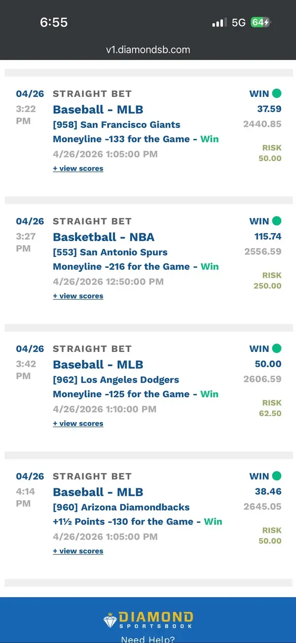 Winning bet slip posted by a SharpAi member