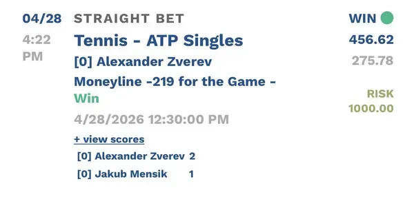 Winning bet slip posted by a SharpAi member