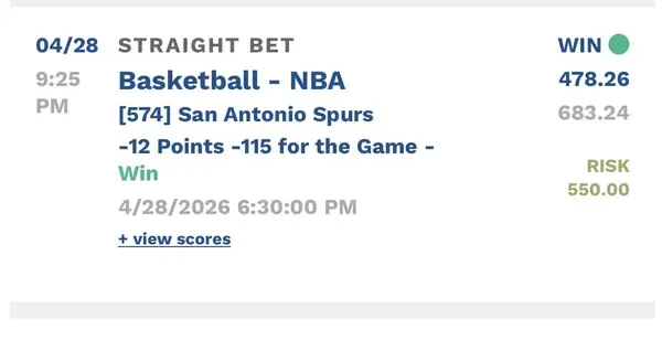 Winning bet slip posted by a SharpAi member