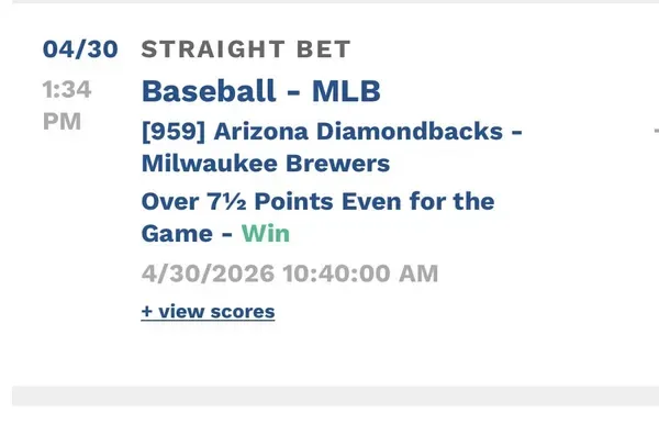 Winning bet slip posted by a SharpAi member