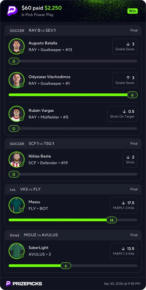 Winning bet slip posted by a SharpAi member