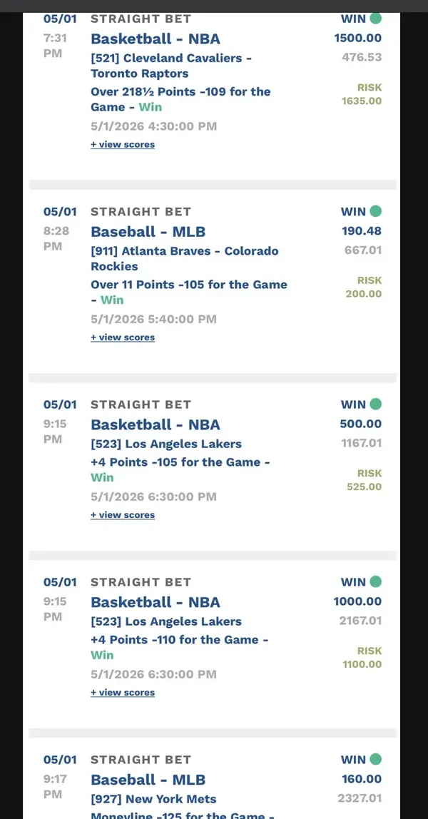 Winning bet slip posted by a SharpAi member
