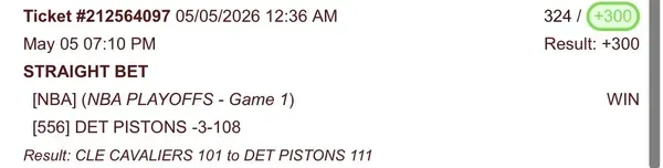 Winning bet slip posted by a SharpAi member