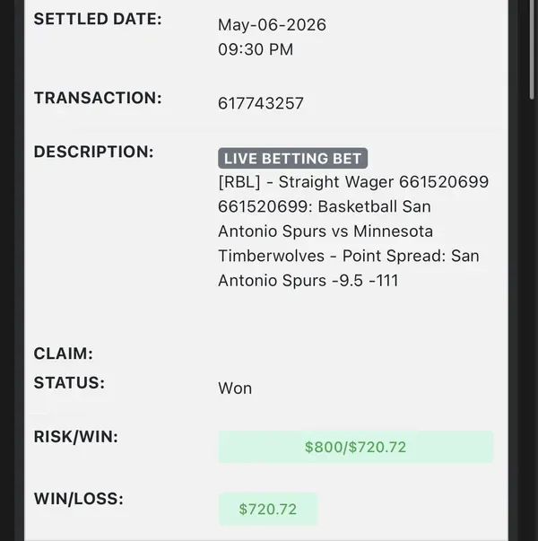 Winning bet slip posted by a SharpAi member