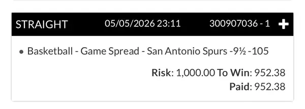 Winning bet slip posted by a SharpAi member