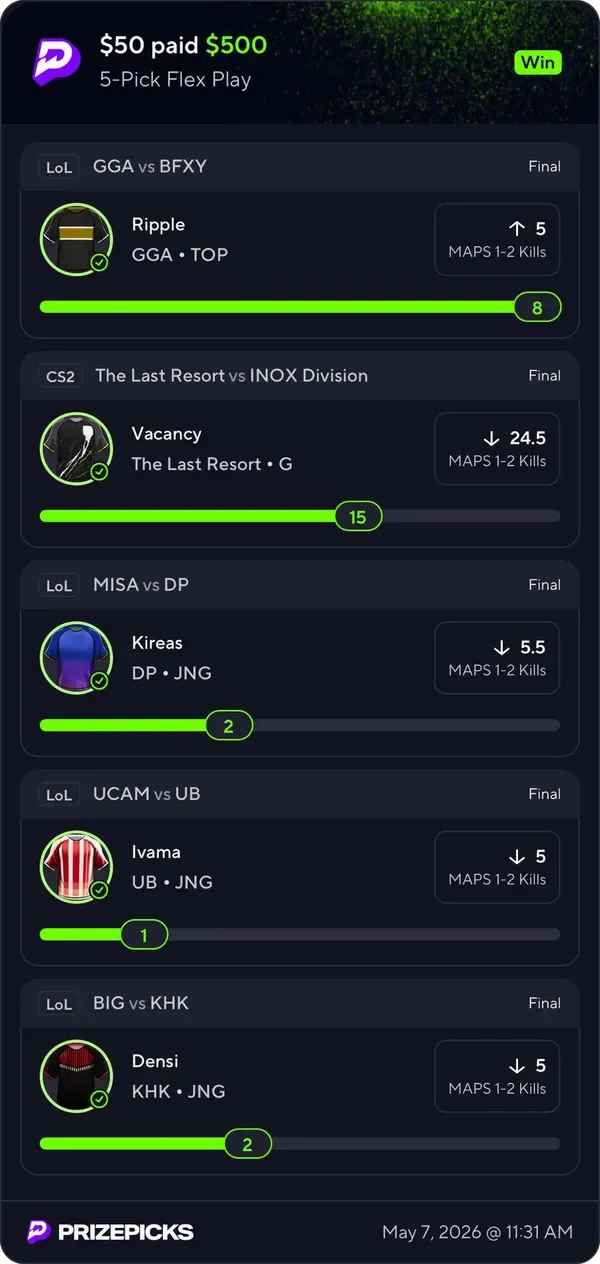 Winning bet slip posted by a SharpAi member