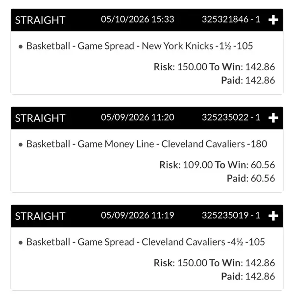 Winning bet slip posted by a SharpAi member