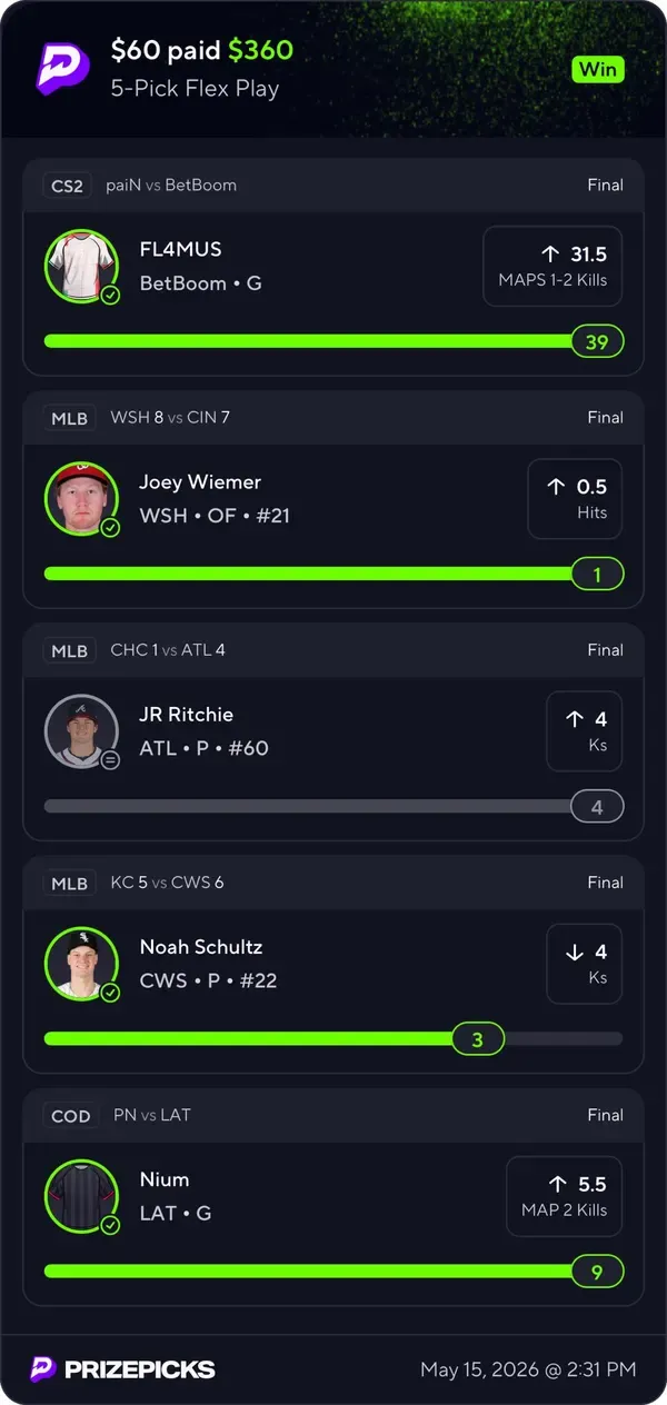 Winning bet slip posted by a SharpAi member