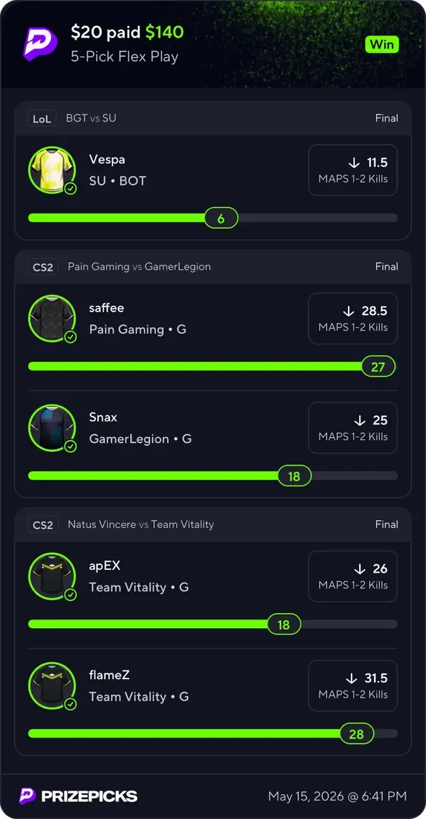 Winning bet slip posted by a SharpAi member