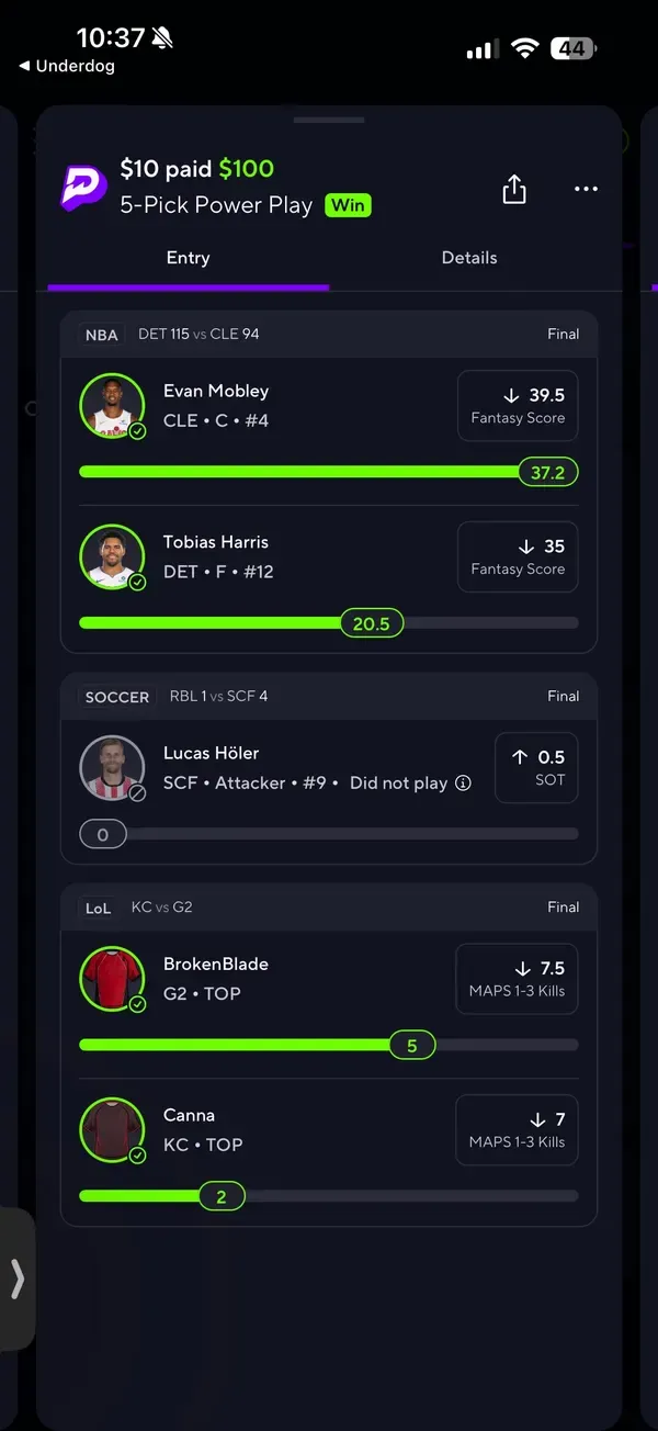 Winning bet slip posted by a SharpAi member