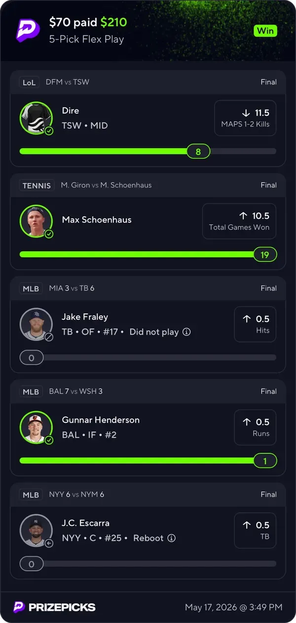 Winning bet slip posted by a SharpAi member