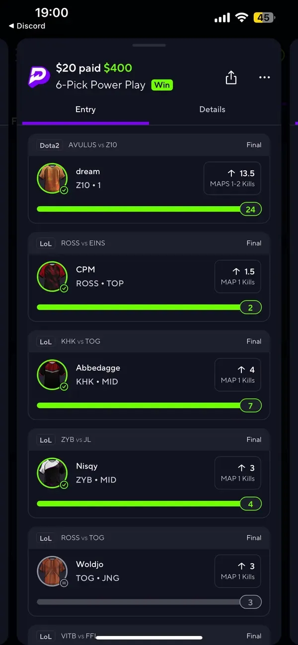 Winning bet slip posted by a SharpAi member