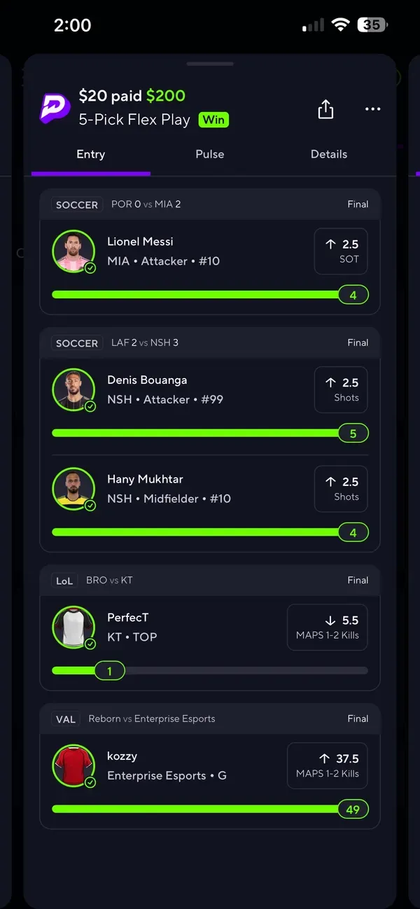 Winning bet slip posted by a SharpAi member