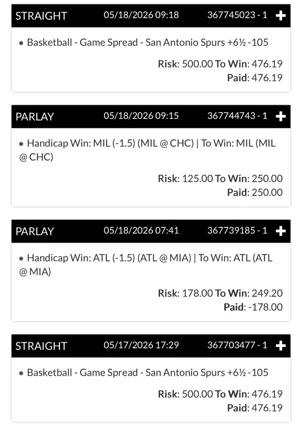 Winning bet slip posted by a SharpAi member