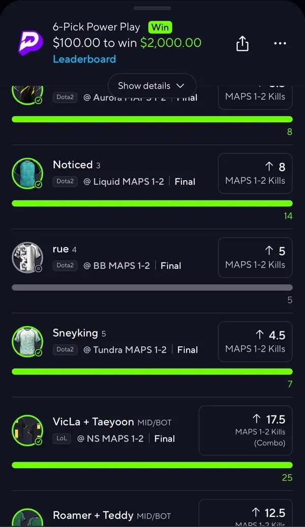 Winning bet slip posted by a SharpAi member