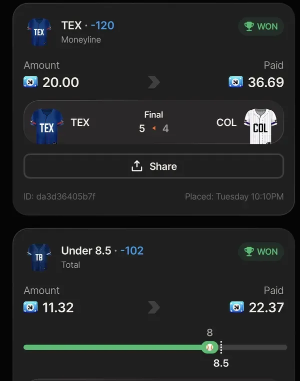 Winning bet slip posted by a SharpAi member