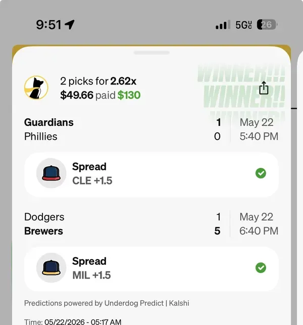 Winning bet slip posted by a SharpAi member