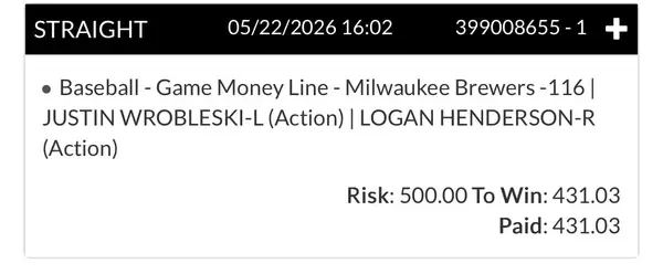 Winning bet slip posted by a SharpAi member