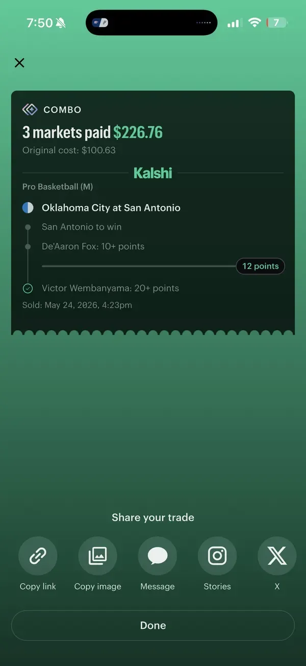 Winning bet slip posted by a SharpAi member