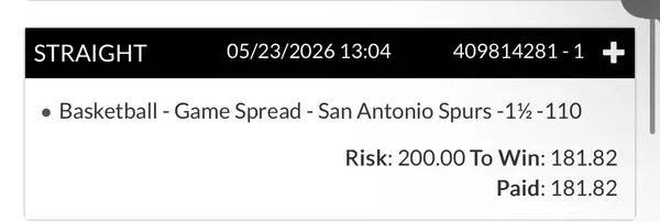 Winning bet slip posted by a SharpAi member