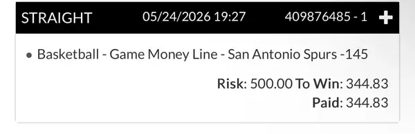 Winning bet slip posted by a SharpAi member