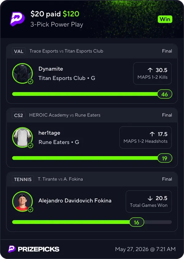 Winning bet slip posted by a SharpAi member