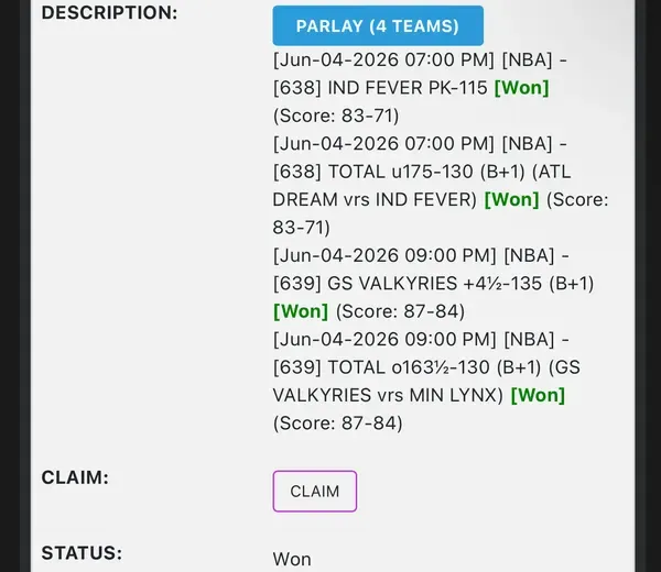 Winning bet slip posted by a SharpAi member