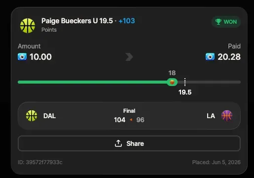 Winning bet slip posted by a SharpAi member