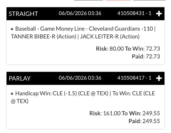 Winning bet slip posted by a SharpAi member