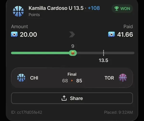 Winning bet slip posted by a SharpAi member