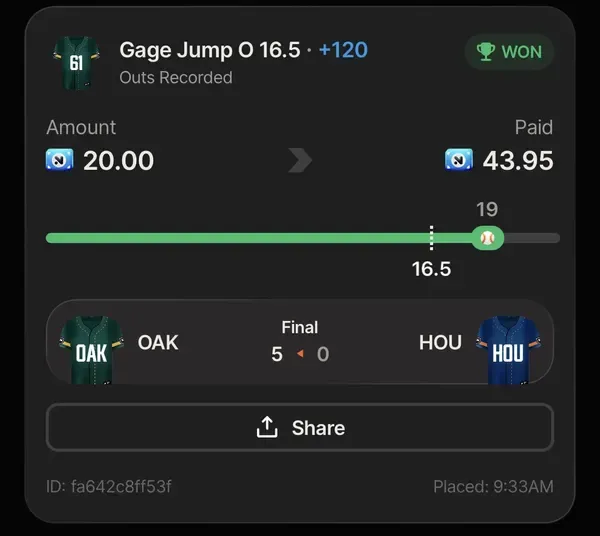 Winning bet slip posted by a SharpAi member