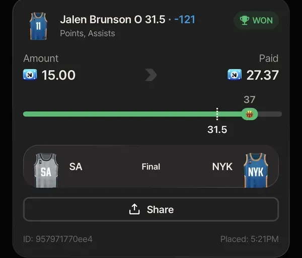 Winning bet slip posted by a SharpAi member